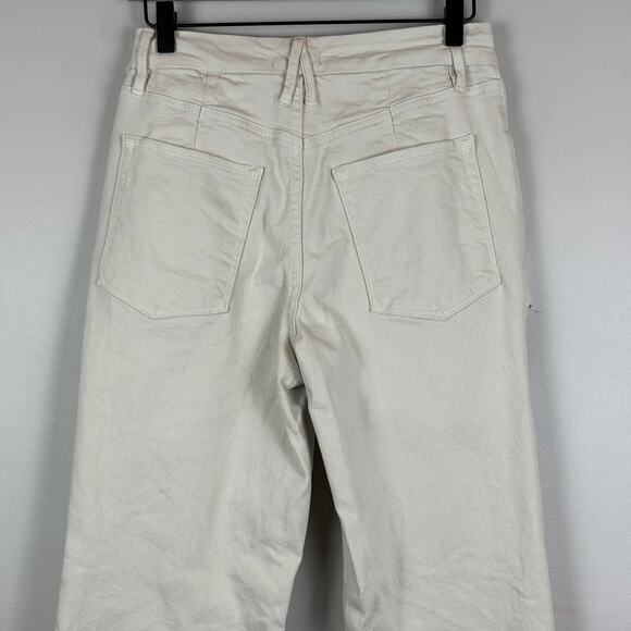 Good American Jeans Women's 6/28 Ivory Denim Straight Leg Icon Cutout Bone Retro - Picture 3 of 9